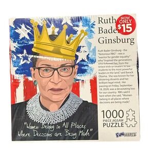 Ruth Bader Ginsburg 1000 Piece Jigsaw Puzzle Funwares RBG Crown Quote